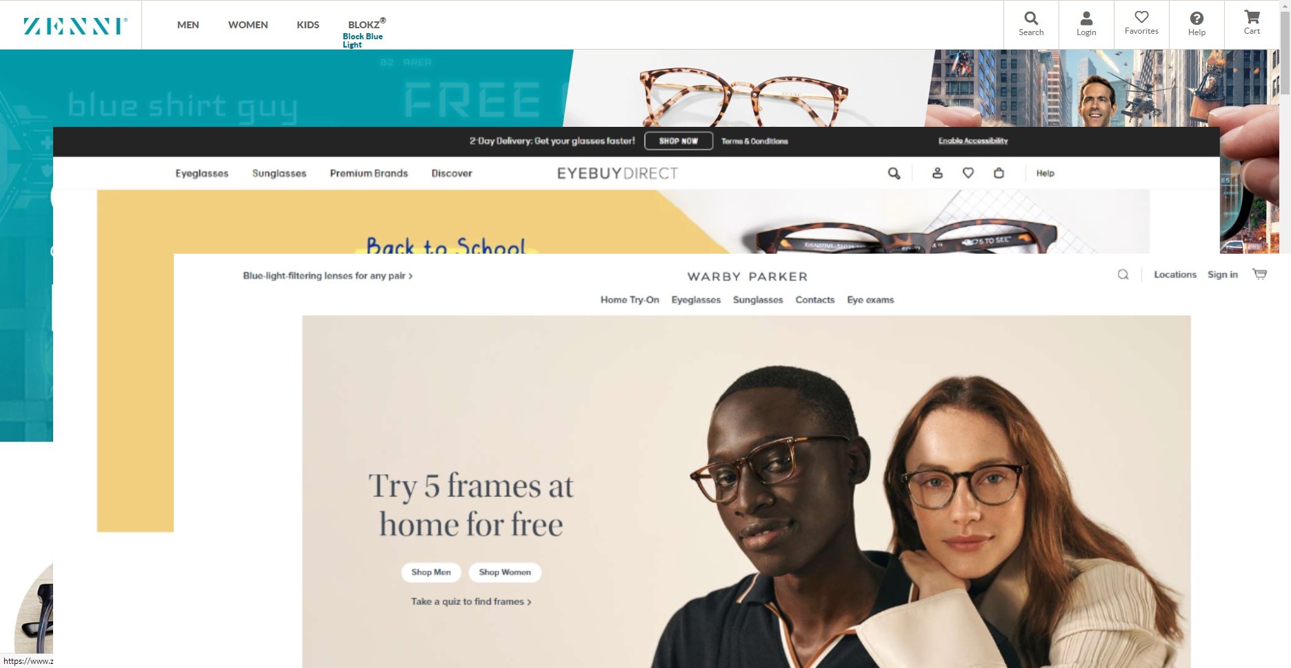 Zenni VS EyeBuyDirect VS Warby Parker BGReviewer